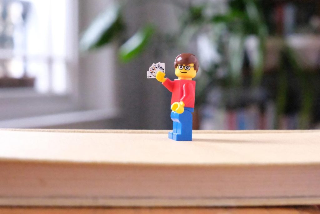 Lego Man - Holding World's Smallest Playing Cards